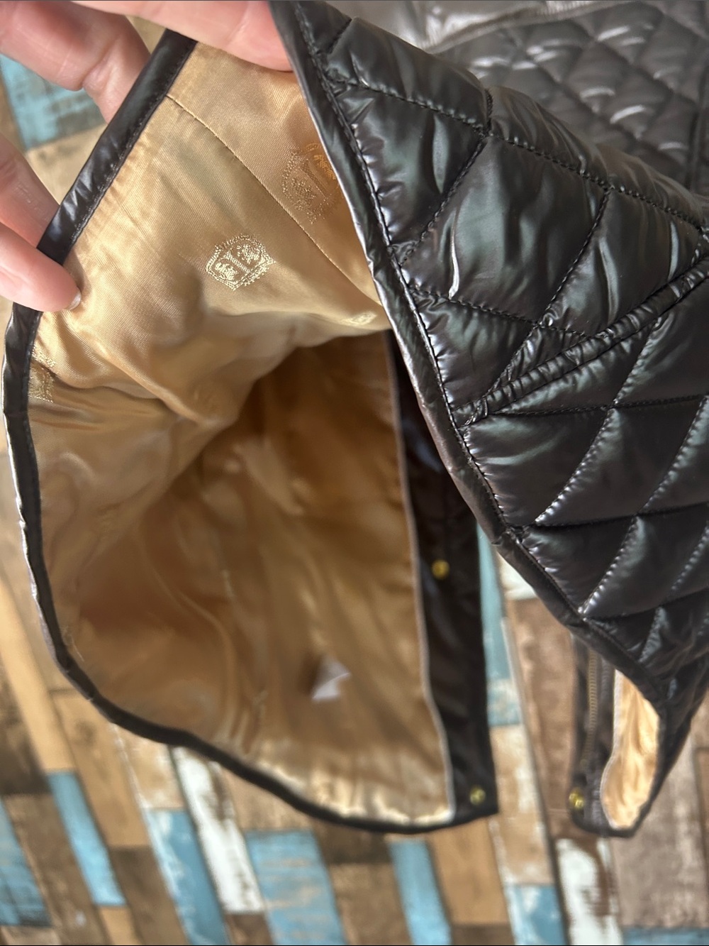 Talbots Quilted Faux-Leather Vest with Faux-Fur Collar - Dark Brown - Picture 15 of 16